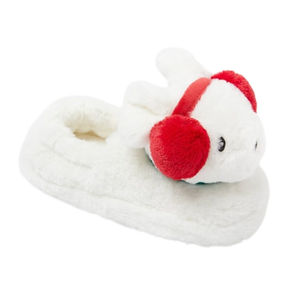 Wondershop Toddler Winter Mouse Scuff Slippers White Red Earmuffs Medium 7T 8T